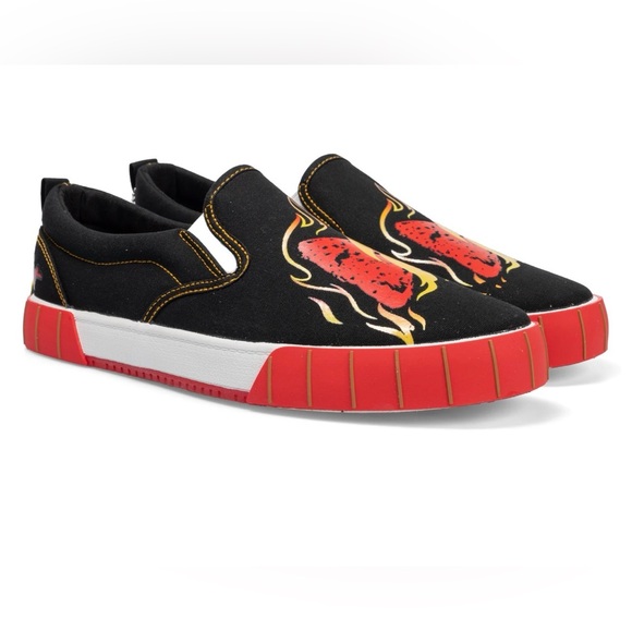🔥🌶️Doritos Flamin’ Hot Slip-On Sneakers Men’s Size 10 Canvas Red & Black 🌶️🔥